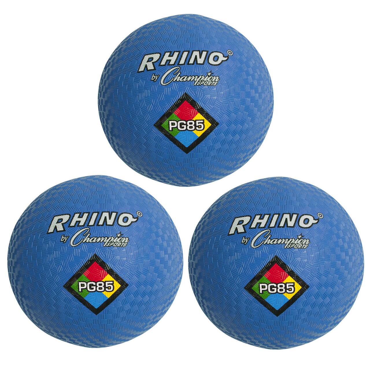 Rhino® by Champion Sports 8.5" Blue Playground Ball, 3 Pack